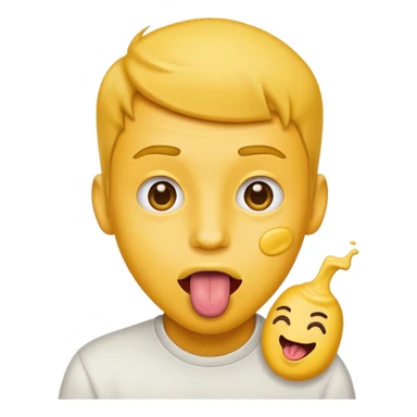 guy with tongue out and mustard on his tongue, emoji style sticker