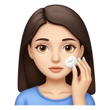 white brunette girl applying cream on face sticker