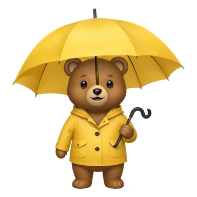Bear with umbrella, wearing rain coat sticker