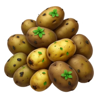 Normal sized emoji of rotting potatoes with mold based on these: 🍠🥔 please make realistix sticker