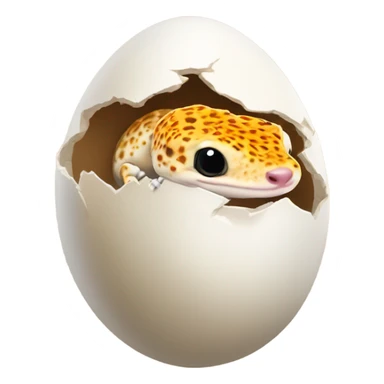 Orange leopard gecko emerges from egg sticker