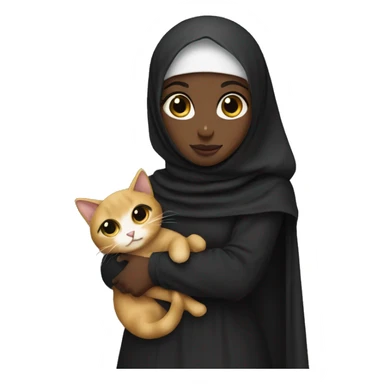 Black girl wearing niqab holding a cat sticker