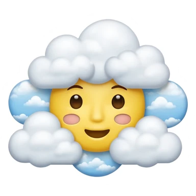 Yellow circle face covered in clouds cover a mouth add clouds on face sticker