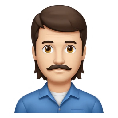 Mullet man with mustache brunet sticker