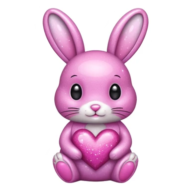 glitter bunny with heart sticker
