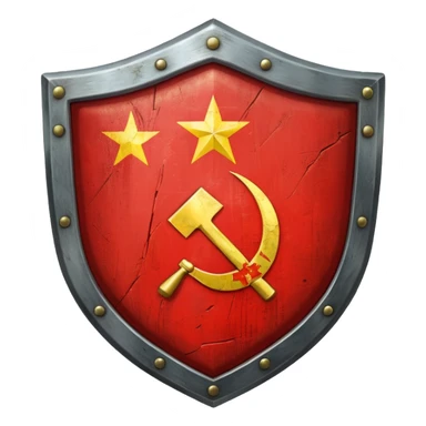generate a very realistic shield with the USSR flag sticker
