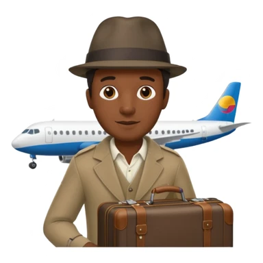 Visage homme créole réunionnais avec chapeau arrive avion sticker