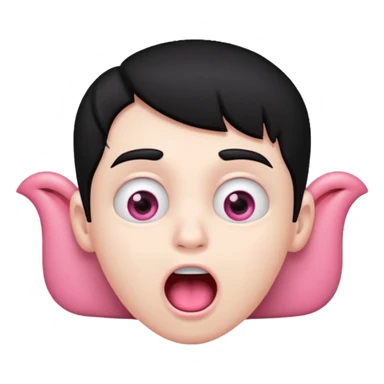Boy with black hair, pink eyes rolled back, mouth open drooling  sticker