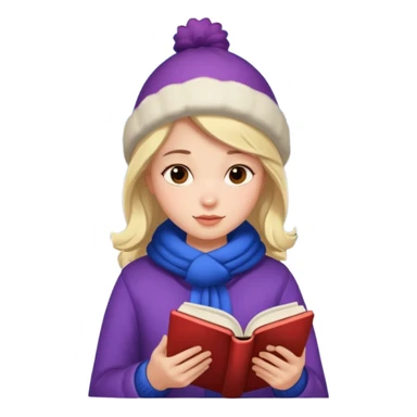 Niña leyendo un libro en invierno  sticker