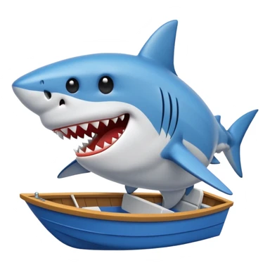 shark taking a bite of a boat, emoji style sticker