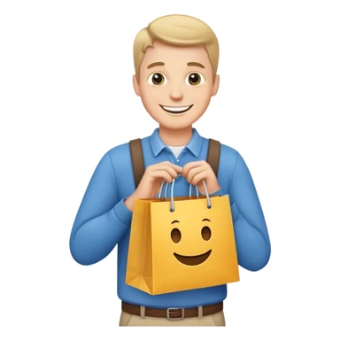 white man going happily with shopping bags sticker