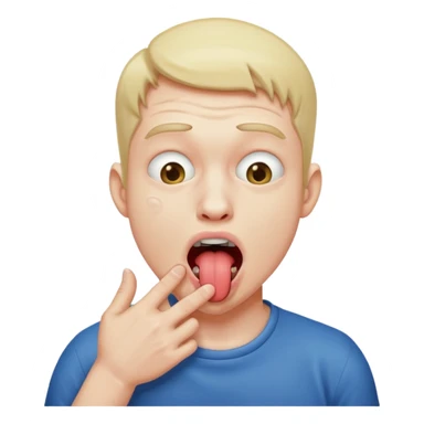 A man choking himself with tongue out sticker