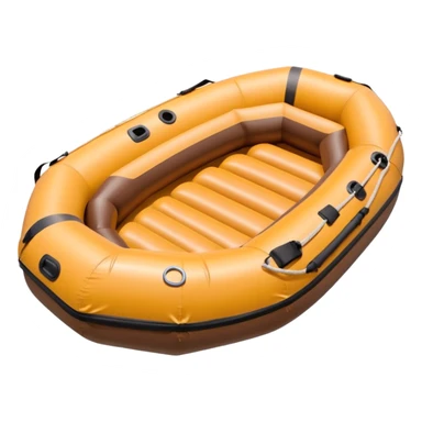 brown round inflatable boat with several seats around the perimeter sticker
