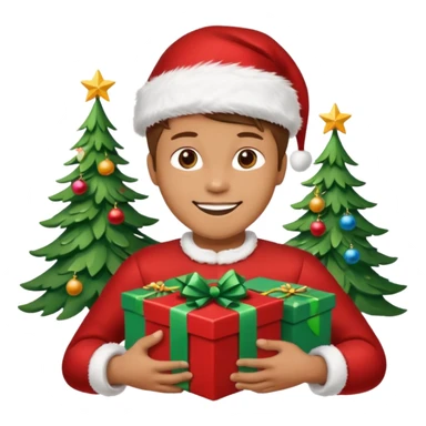 create a realistic emoji of a packaging woker under a christmas tree sticker
