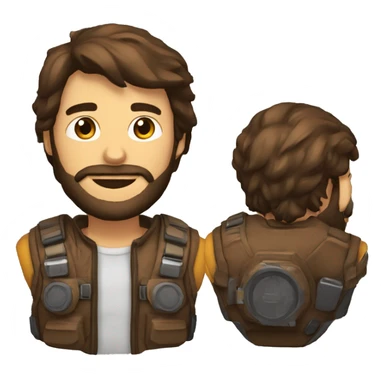 Homme brun avec une barbe avec un casque gaming sticker