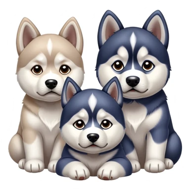 very sad three puppies 
huskies look pitifully sticker