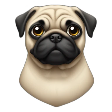 pug wearing a black t-shirt sticker