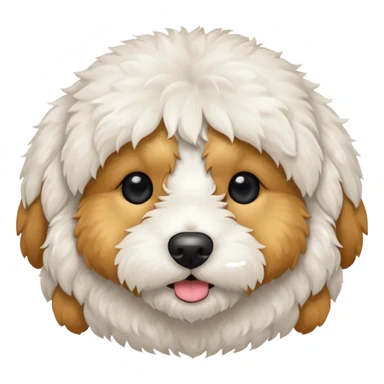 Can you make me an emoji of a very white mini goldendoodle that looks at more poodle with black eyes and a round face? sticker
