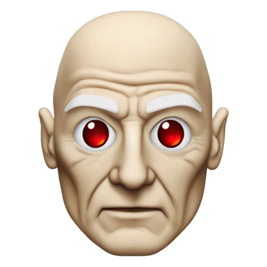 Jean luc picard from Star Trek assimilated by the Borg, with mechanical metal covering the left side of his face with a red glass lens over the left eye. His right eye looks like a normal human eye and is dark blue. sticker