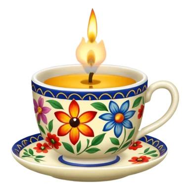 flower patterned teacup candle sticker