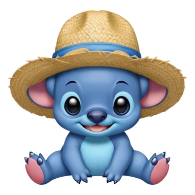 stitch with a straw hat in one piece style sticker