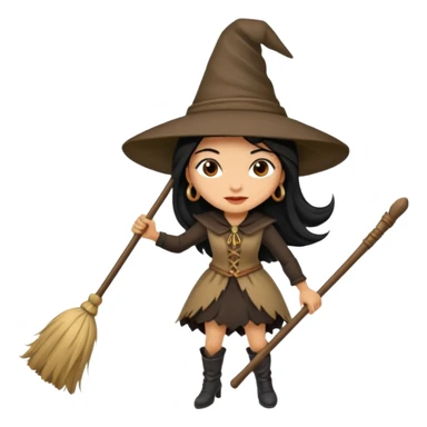 Bruja en escoba sticker