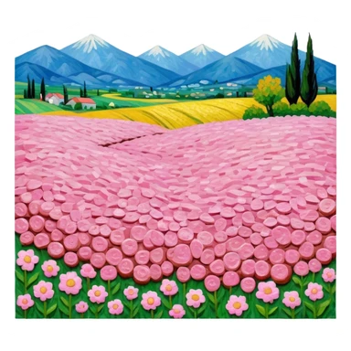 van gogh style pink SPAM  meat flowers landscape sticker