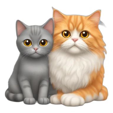 Orange persian cat hugs the grey british cat sticker