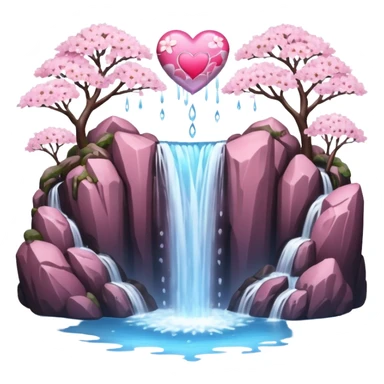heart with sakura and a sparkling waterfall sticker