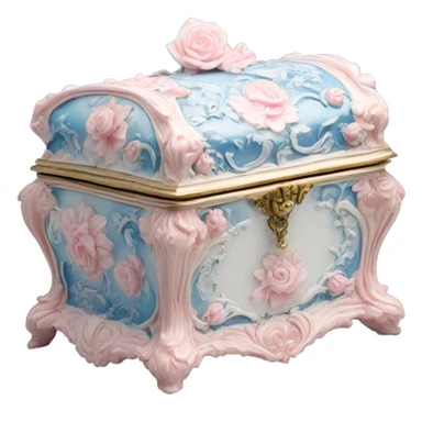 Rococo floral jewelry box white pink and blue  sticker