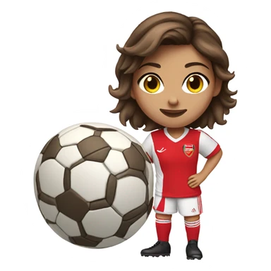 Pretty woman wearing an Arsenal jersey with short brown hair kicking a soccer ball sticker