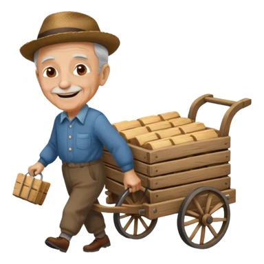 My grandfather is pulling a cart sticker