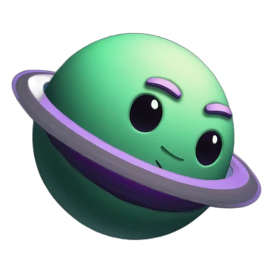 green planet with purple saturn rings and grey moon sticker