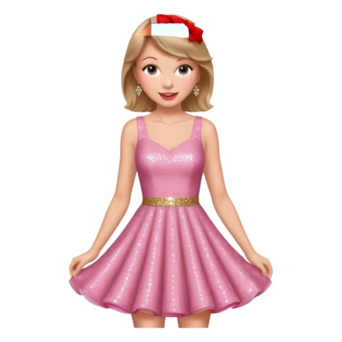 Taylor Swift smile in a sparkling pink dress sticker