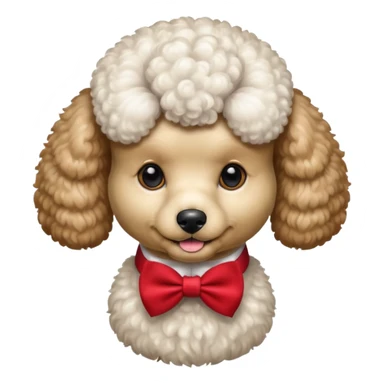 Poodle with red bow tie, half body sticker