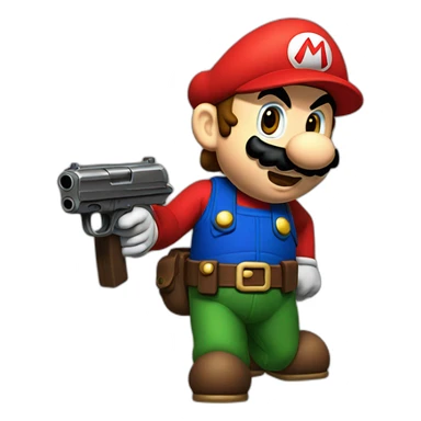 mario avec un pistolet sticker