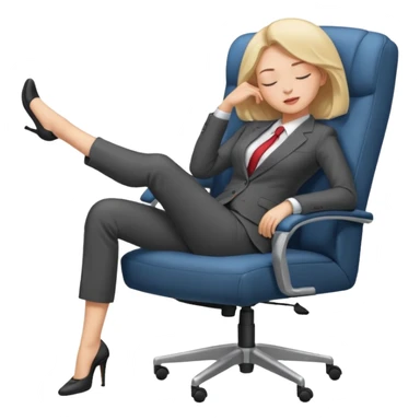 Boss sleeping in a chair with her legs up on the desk sticker