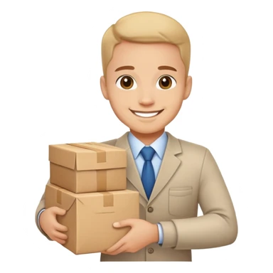 A friendly business person with packages and supplies, smiling and ready to deliver goods sticker