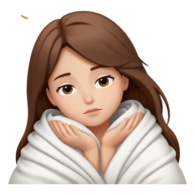 Sleepy girl with long brown hair wrapped like a burrito in a blanket, eyes half-open elegant stars  sticker