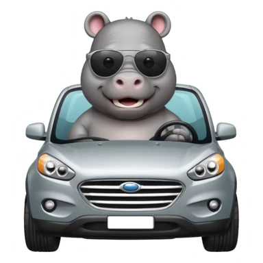 Hippo driving a silver TUCSON SUV sticker