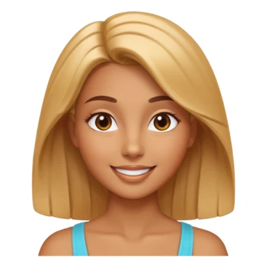 Create a 3D emoji in iOS emoji aesthetic style of a beautiful woman. She has smooth skin, shiny hair, soft facial features, and a gentle warm smile. Lighting is bright and balanced, with clean white background and soft shadows. The design should look expressive, glossy like real iPhone emojis

 sticker