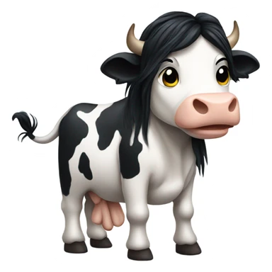 cow with long black hair and tattoos  sticker