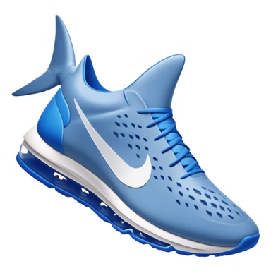 A shark with blue Nike shoes sticker
