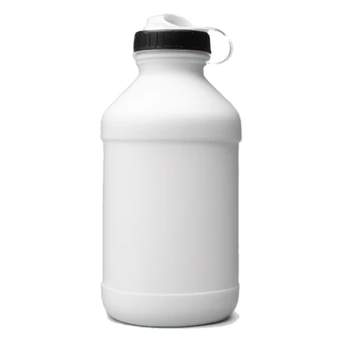 white water bottle with white lid, white silicone flexible half circle handle strap sticker