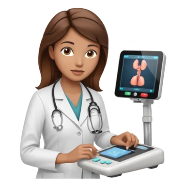 brown haired female doctor adjusting knobs on an ultrasound machine sticker