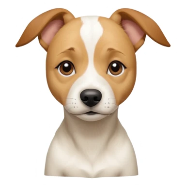a full body facing front on of a buff white beagle cross jack russell terrier looking dog the size of a kelpie with light brown long ears resting on its face and a light brown patch above one eye and a large snout. the rest of the dog is completely white.  sticker