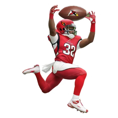 cardinals player upside down catching football sticker
