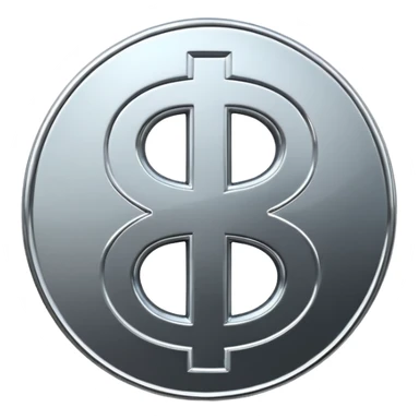 A double dollar sign emoji made of polished silver chrome, smooth metallic surface, glossy reflections, luxury swag vibe, minimal iOS emoji style, centered on white background sticker