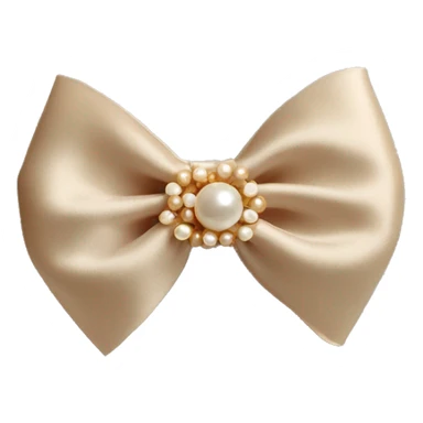 beige silk bow with pearls stud sticker