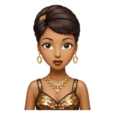 Josephine Baker with dark brown hair, bronze sequin outfit sticker